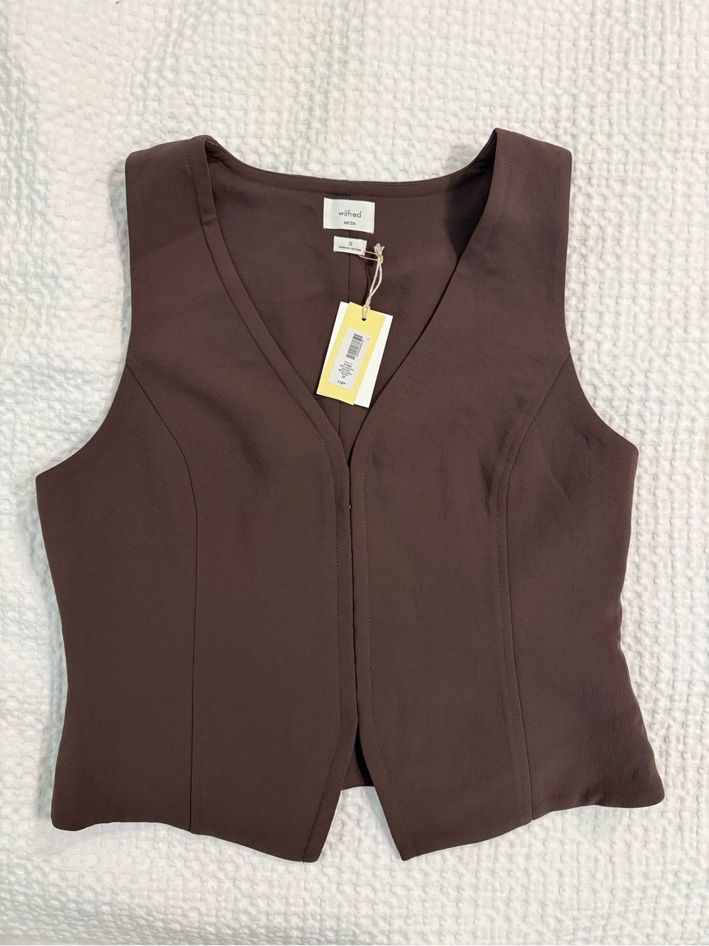 Aritzia Wilfred Attire Vest in Rich Mocha Brown Size 12